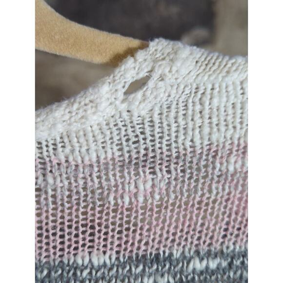 Aeropostale Duster Sweater Juniors XL Striped Lightweight Long Pink White‎ Gray - Picture 7 of 13